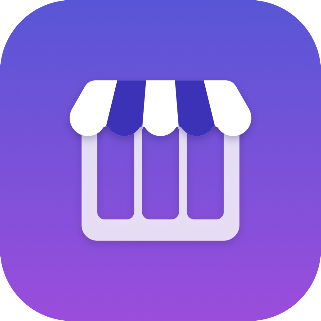 The Valance app icon: a storefront with a striped awning